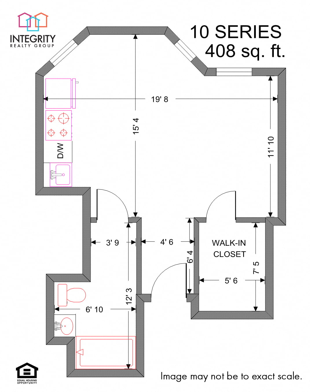 Floor plan for studio, 1 bath, 379 sqft